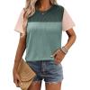 Zeagoo Womens Casual Summer Tops Short Sleeve T Shirts Crewneck Basic Tees Blouses Color Block Tunic Tops(Green)