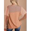 Zeagoo Womens Casual Summer Tops Short Sleeve T Shirts Crewneck Basic Tees Blouses Color Block Tunic Tops(Khaki-b)