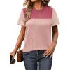 Zeagoo Womens Casual Summer Tops Short Sleeve T Shirts Crewneck Basic Tees Blouses Color Block Tunic Tops(Pink-b)