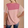 Zeagoo Womens Casual Summer Tops Short Sleeve T Shirts Crewneck Basic Tees Blouses Color Block Tunic Tops(Pink-b)