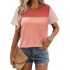 Zeagoo Womens Casual Summer Tops Short Sleeve T Shirts Crewneck Basic Tees Blouses Color Block Tunic Tops(Red-b)