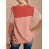 Zeagoo Womens Casual Summer Tops Short Sleeve T Shirts Crewneck Basic Tees Blouses Color Block Tunic Tops(Red-b)
