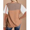 Zeagoo Womens Casual Summer Tops Short Sleeve T Shirts Crewneck Basic Tees Blouses Color Block Tunic Tops(White Khaki-01)