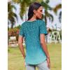Zeagoo Womens Casual T Shirts for Summer 2025 Short Sleeve Crewneck Tunic Shirts Floral Print Tops Pleated Dressy Blouse(Blue Print)