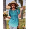 Zeagoo Womens Casual T Shirts for Summer 2025 Short Sleeve Crewneck Tunic Shirts Floral Print Tops Pleated Dressy Blouse(Blue Print)