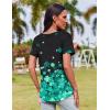 Zeagoo Womens Casual T Shirts for Summer 2025 Short Sleeve Crewneck Tunic Shirts Floral Print Tops Pleated Dressy Blouse(Green Floral)