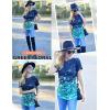 Zeagoo Womens Casual T Shirts for Summer 2025 Short Sleeve Crewneck Tunic Shirts Floral Print Tops Pleated Dressy Blouse(Green Floral)