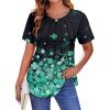 Zeagoo Womens Casual T Shirts for Summer 2025 Short Sleeve Crewneck Tunic Shirts Floral Print Tops Pleated Dressy Blouse(Green Floral)