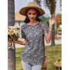 Zeagoo Womens Casual T Shirts for Summer 2025 Short Sleeve Crewneck Tunic Shirts Floral Print Tops Pleated Dressy Blouse(Mixed Army Flower)