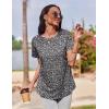 Zeagoo Womens Casual T Shirts for Summer 2025 Short Sleeve Crewneck Tunic Shirts Floral Print Tops Pleated Dressy Blouse(Mixed Black Flower)