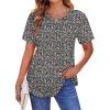 Zeagoo Womens Casual T Shirts for Summer 2025 Short Sleeve Crewneck Tunic Shirts Floral Print Tops Pleated Dressy Blouse(Mixed Black Flower)