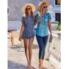 Zeagoo Womens Casual T Shirts for Summer 2025 Short Sleeve Crewneck Tunic Shirts Floral Print Tops Pleated Dressy Blouse(Mixed Blue Flower)