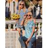 Zeagoo Womens Casual T Shirts for Summer 2025 Short Sleeve Crewneck Tunic Shirts Floral Print Tops Pleated Dressy Blouse(Mixed Blue Flower)