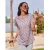 Zeagoo Womens Casual T Shirts for Summer 2025 Short Sleeve Crewneck Tunic Shirts Floral Print Tops Pleated Dressy Blouse(Mixed Pink Flower)