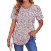 Zeagoo Womens Casual T Shirts for Summer 2025 Short Sleeve Crewneck Tunic Shirts Floral Print Tops Pleated Dressy Blouse(Mixed Pink Flower)