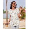 Zeagoo Womens Casual T Shirts for Summer 2025 Short Sleeve Crewneck Tunic Shirts Floral Print Tops Pleated Dressy Blouse(Mixed White Flower)