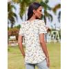 Zeagoo Womens Casual T Shirts for Summer 2025 Short Sleeve Crewneck Tunic Shirts Floral Print Tops Pleated Dressy Blouse(Mixed White Flower)