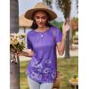 Zeagoo Womens Casual T Shirts for Summer 2025 Short Sleeve Crewneck Tunic Shirts Floral Print Tops Pleated Dressy Blouse(Purple Floral)