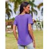 Zeagoo Womens Casual T Shirts for Summer 2025 Short Sleeve Crewneck Tunic Shirts Floral Print Tops Pleated Dressy Blouse(Purple Floral)