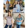 Zeagoo Womens Casual T Shirts for Summer 2025 Short Sleeve Crewneck Tunic Shirts Floral Print Tops Pleated Dressy Blouse(White Floral)