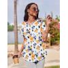 Zeagoo Womens Casual T Shirts for Summer 2025 Short Sleeve Crewneck Tunic Shirts Floral Print Tops Pleated Dressy Blouse(Yellow Flower Print)