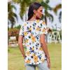 Zeagoo Womens Casual T Shirts for Summer 2025 Short Sleeve Crewneck Tunic Shirts Floral Print Tops Pleated Dressy Blouse(Yellow Flower Print)