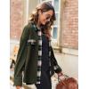 Zeagoo Womens Corduroy Flannel Shacket Jacket Casual Plaid Button Down Shirts Long Sleeve Fall Tops with Pockets(Army Green)