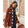Zeagoo Womens Corduroy Flannel Shacket Jacket Casual Plaid Button Down Shirts Long Sleeve Fall Tops with Pockets(Terracotta)