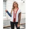 Zeagoo Women’s Cropped Cardigan 2025 Fall Button Sweaters V Neck Long Sleeve Cardigans Knit Outwear(Colorblock-white)