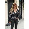 Zeagoo Women’s Cropped Cardigan 2025 Fall Button Sweaters V Neck Long Sleeve Cardigans Knit Outwear(Stripes Black)
