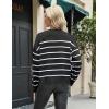 Zeagoo Women’s Cropped Cardigan 2025 Fall Button Sweaters V Neck Long Sleeve Cardigans Knit Outwear(Stripes Black)