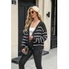 Zeagoo Women’s Cropped Cardigan 2025 Fall Button Sweaters V Neck Long Sleeve Cardigans Knit Outwear(Stripes Black)