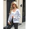Zeagoo Women’s Cropped Cardigan 2025 Fall Button Sweaters V Neck Long Sleeve Cardigans Knit Outwear(Stripes White)