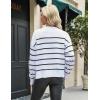 Zeagoo Women’s Cropped Cardigan 2025 Fall Button Sweaters V Neck Long Sleeve Cardigans Knit Outwear(Stripes White)