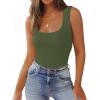 Zeagoo Women’s Double Lined Square Neck Tank Top Sleeveless Basic Crop Tops Trendy Going Out Tops(Army Green)