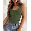 Zeagoo Women’s Double Lined Square Neck Tank Top Sleeveless Basic Crop Tops Trendy Going Out Tops(Army Green)