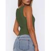 Zeagoo Women’s Double Lined Square Neck Tank Top Sleeveless Basic Crop Tops Trendy Going Out Tops(Army Green)