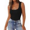 Zeagoo Women’s Double Lined Square Neck Tank Top Sleeveless Basic Crop Tops Trendy Going Out Tops(Black)