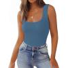 Zeagoo Women’s Double Lined Square Neck Tank Top Sleeveless Basic Crop Tops Trendy Going Out Tops(Blue)