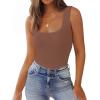 Zeagoo Women’s Double Lined Square Neck Tank Top Sleeveless Basic Crop Tops Trendy Going Out Tops(Brown)