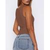 Zeagoo Women’s Double Lined Square Neck Tank Top Sleeveless Basic Crop Tops Trendy Going Out Tops(Brown)