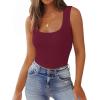 Zeagoo Women’s Double Lined Square Neck Tank Top Sleeveless Basic Crop Tops Trendy Going Out Tops(Burgundy)