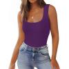Zeagoo Women’s Double Lined Square Neck Tank Top Sleeveless Basic Crop Tops Trendy Going Out Tops(Deep Purple)