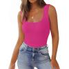 Zeagoo Women’s Double Lined Square Neck Tank Top Sleeveless Basic Crop Tops Trendy Going Out Tops(Hot Pink)