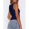 Zeagoo Women’s Double Lined Square Neck Tank Top Sleeveless Basic Crop Tops Trendy Going Out Tops(Navy Blue)