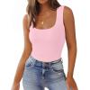 Zeagoo Women’s Double Lined Square Neck Tank Top Sleeveless Basic Crop Tops Trendy Going Out Tops(Pink)