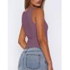 Zeagoo Women’s Double Lined Square Neck Tank Top Sleeveless Basic Crop Tops Trendy Going Out Tops(Purple)