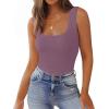 Zeagoo Women’s Double Lined Square Neck Tank Top Sleeveless Basic Crop Tops Trendy Going Out Tops(Purple)