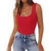 Zeagoo Women’s Double Lined Square Neck Tank Top Sleeveless Basic Crop Tops Trendy Going Out Tops(Red)