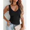 Zeagoo Women’s Double Lined V Neck Tank Tops Summer Slim Fit Basic Sleeveless Shirts Cute Trendy Going Out Tops(Black)